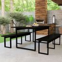 Ver imagem 2 de Conjunto Mesa com 2 Bancos Base de Ferro Estilo Industrial Área Lazer:preto