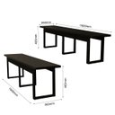 Ver mais imagens de Conjunto Mesa com 2 Bancos Base de Ferro Estilo Industrial Área Lazer:preto