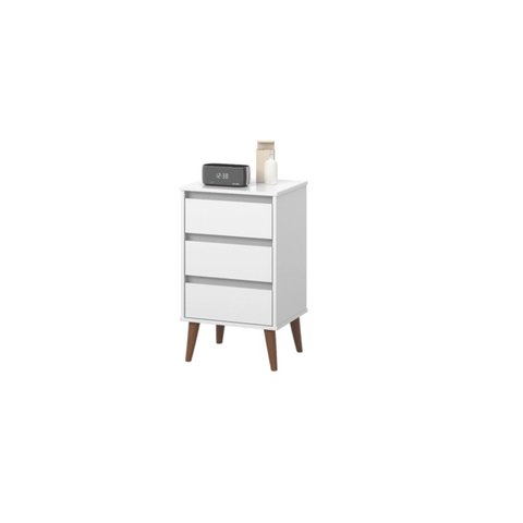 Mesa de Cabeceira Retro Wood Branco - Ej Móveis