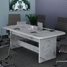 Mesa de Reunião Retangular 160cm Mármorizado Escritório 6 Lugares:branco/mármore - 2