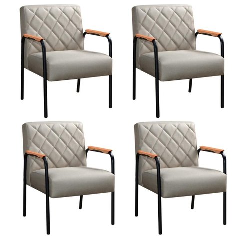 Kit 4 Poltronas Ludmilla Cor:Linho Bege 140