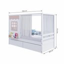 Ver imagem 4 de Cama Casinha Reta com 02 Gavetas e Cortina Madeira Maciça Branco/ Rosa Housin