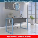 Ver imagem 2 de Mesa Escritório P25 Tub Pandin 150 Cm (larg) X 70 Cm Prof Tampo Mdp Grafito Pé Aço Tubular Azul