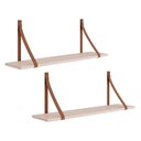 Ver imagem 1 de Kit 2 Prateleiras Luna 89,6cm Rosa Fosco com Alças de Couro - Reller Móveis Rosa Fosco