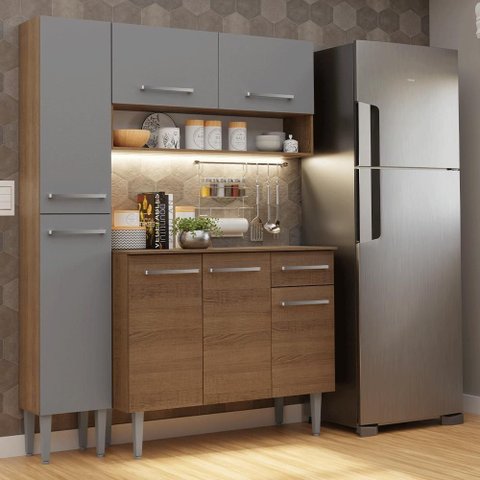 Armário de Cozinha Compacta 137 Cm Emilly Madesa 012