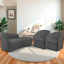 Ver imagem 2 de Kit Sofá Curvo França 140cm Ld. e 2 Poltronas Luiza Max Conforto, Linho Cinza Escuro