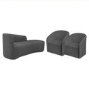 Ver imagem 1 de Kit Sofá Curvo França 140cm Ld. e 2 Poltronas Luiza Max Conforto, Linho Cinza Escuro