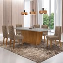 Ver imagem 1 de Mesa para Sala de Jantar Aida 180cm Mdf Canto Copo com Vidro e 6 Cadeiras Safira