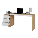 Ver imagem 5 de Mesa Escrivaninha para Computador com 3 Gavetas BC98 Lâmina Mel/Branco - BRV Móveis