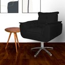 Ver imagem 1 de Poltrona Decorativa Hall de Entrada Base Giratória de Metal Opala Suede Preto - LM DECOR