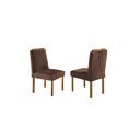 Ver imagem 3 de Conjunto Sala de Jantar Madrid 6 Lugares Mesa e Cadeiras Madeira Maciça Veludo Marrom