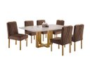 Ver imagem 2 de Conjunto Sala de Jantar Madrid 6 Lugares Mesa e Cadeiras Madeira Maciça Veludo Marrom
