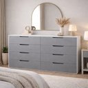 Ver imagem 1 de Cômoda para Escritório 8 Gavetas Madri Cinza/Branco