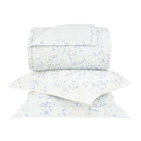 Kit Colcha King Size Gran Percalle Celeste 3 Peças 200 Fios 100% Algodão Buddemeyer