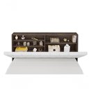 Ver imagem 4 de Cabeceira Box Casal 1,38 Isis Chocolate com Capitonê Branco