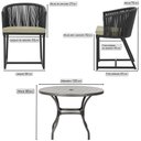 Ver imagem 2 de Mesa com 6 Cadeiras de Jantar Roma 120cm e Noronha em Alumínio Preto Corda Náutica Estofado 7 Trama