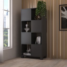 Armário para Escritório e Home Office com 8 Nichos 4 Portas Ótimo Espaço de Armazenamento - 2