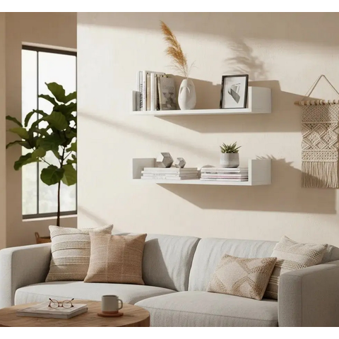 2 Prateleiras para Livros em Mdf Branco 60x20x11,5