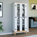 Ver imagem 2 de Cristaleira Colonial 75x41x180cm Branco Mel 2 Portas Movelbento