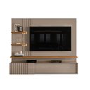 Ver imagem 1 de Bancada com Painel Suspenso Amsterdã Ripado para TV 65" Fendi/ Naturale