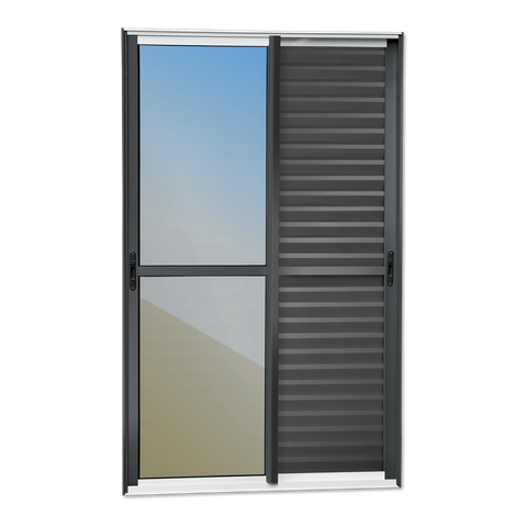 Porta Correr Venez. 3F.Móv.210 x 120 Elite c/Fecho Autom V.Ref.Mix Preto Brimak