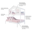 Ver imagem 4 de Beliche Casal/ Solteiro Casinha Dos Sonhos Madeira Maciça Branco/ Rosa Megamobilia