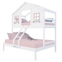 Ver imagem 2 de Beliche Casal/ Solteiro Casinha Dos Sonhos Madeira Maciça Branco/ Rosa Megamobilia