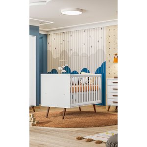 Berço Mini Cama Qencanto Retrô Qmovi Branco Acetinado