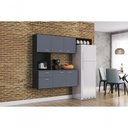 Ver imagem 2 de Cozinha Isis 180 Com Balcão 6 Portas 1 Gaveta Preto/Cinza