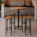 Ver imagem 1 de Conjunto Mesa Bistrô Alabama com 4 Banquetas Alta Kassel Cor Louro Freijó - Kmj