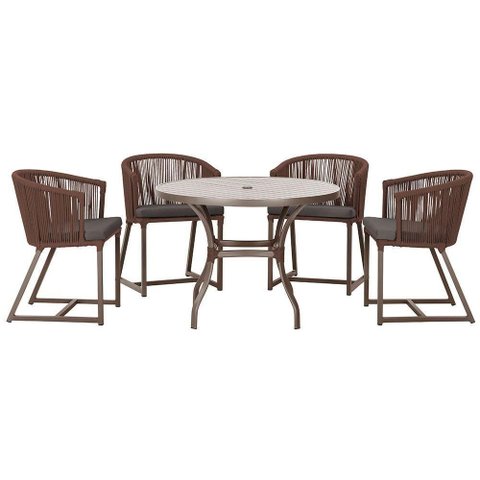 Mesa com 4 Cadeiras e Noronha Estofado 11 Trama Original Marrom