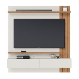 Painel Home Suspenso para TV 65 Pol. 150cm Buriti C05 Off White Matte/Freijó - Mpozenato - 7