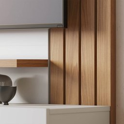 Painel Home Suspenso para TV 65 Pol. 150cm Buriti C05 Off White Matte/Freijó - Mpozenato - 3