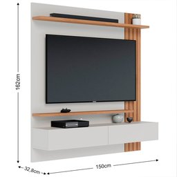 Painel Home Suspenso para TV 65 Pol. 150cm Buriti C05 Off White Matte/Freijó - Mpozenato - 4
