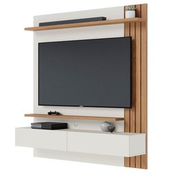 Painel Home Suspenso para TV 65 Pol. 150cm Buriti C05 Off White Matte/Freijó - Mpozenato - 1