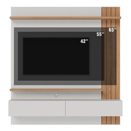 Painel Home Suspenso para TV 65 Pol. 150cm Buriti C05 Off White Matte/Freijó - Mpozenato - 8