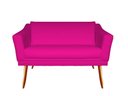 Ver imagem 1 de Namoradeira Decorativa Agatha Couro Rosa Pink 2 Lugares Pés Madeira Ms Decor