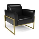 Ver imagem 4 de Sofá Namoradeira com 2 Poltronas Base Industrial Alta Dourado Marisa Corano Preto D03 - D’Rossi