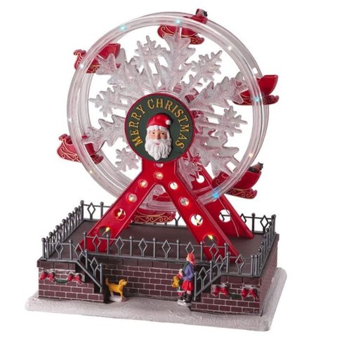 Roda Gigante Natalina Natal Led Som Movimento Papai Noel Cenario Natalino Enfeite Decoraçao Mesa Est