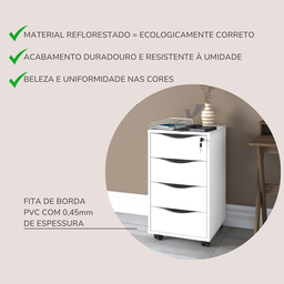 Gaveteiro 4 Gavetas com Chave Bit Home Office - 18