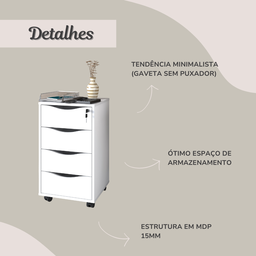 Gaveteiro 4 Gavetas com Chave Bit Home Office - 16