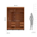 Ver imagem 4 de Roupeiro Solteiro Porto 4 Portas com Espelho 161x214cm Freijó/Cinza 240847