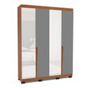 Ver imagem 2 de Roupeiro Solteiro Porto 4 Portas com Espelho 161x214cm Freijó/Cinza 240847
