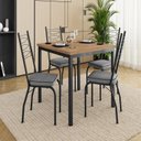 Ver imagem 1 de Conjunto Sala de Jantar Mesa Quadrada 90cm Tampo BP com 4 Cadeiras Adriana Preto/Platina