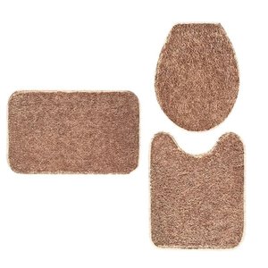 Kit 3 Peças Banheiro Tapete Classic Bege Trigo