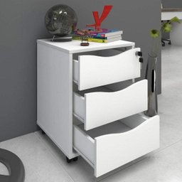 Gaveteiro 3 Gavetas com Chave Face Home Office - 3