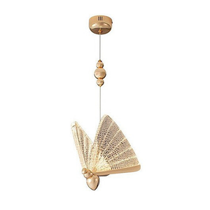 Lustre Pendente Borboleta Cristal Dourado Led 3w 3000k Bivolt