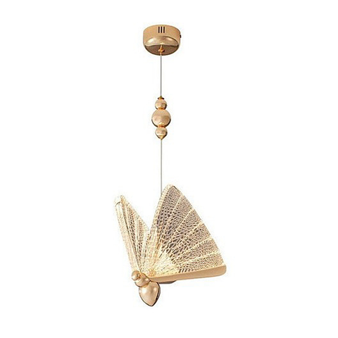 Lustre Pendente Borboleta Cristal Dourado Led 3w 3000k Bivolt