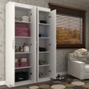 Ver imagem 3 de Armário Multiuso 4 Portas 8 Prateleiras Milão Espresso Móveis Branco
