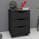 Ver imagem 1 de Gaveteiro 3 Gavetas com Chave Face Home Office Preto Artany